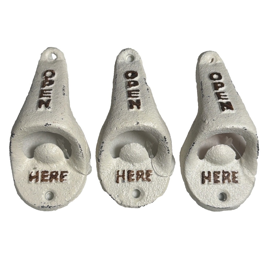 Vintage Appearance Bottle Opener White Rustic Farmhouse Lot Of 3 New